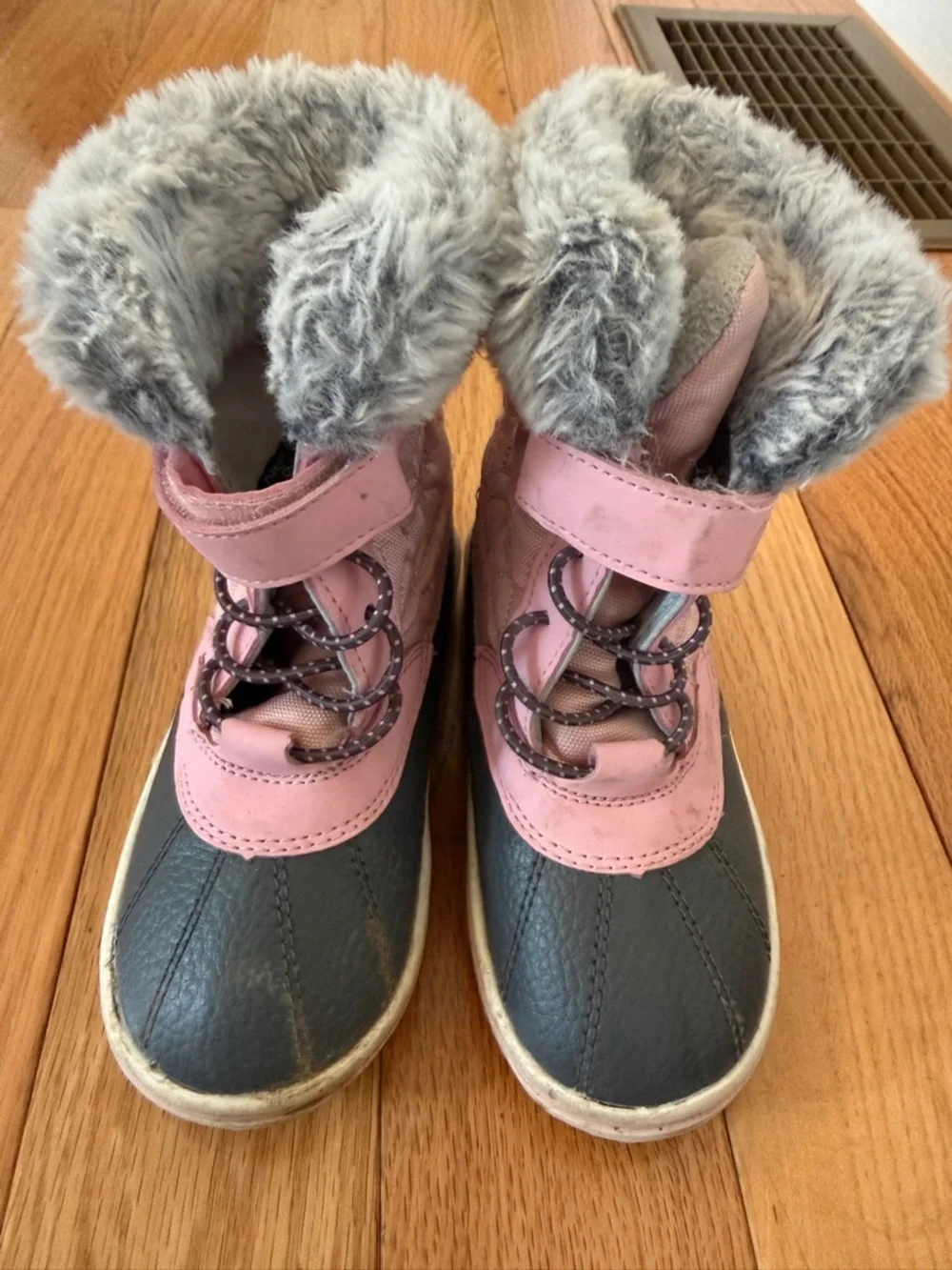 Joe Fresh Pink and Gray Faux-Fur Waterproof Kids Boots